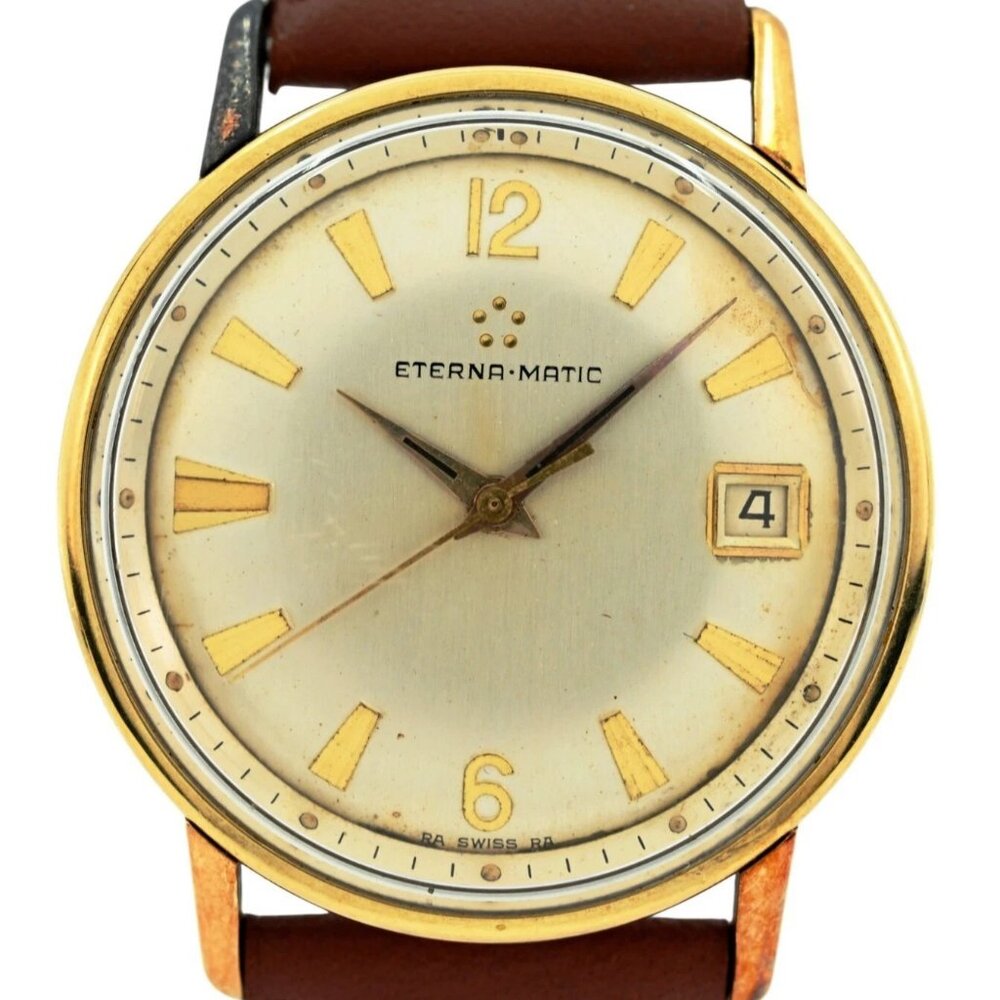 Vintage 1964 Men's 34mm Eterna Matic Silver Dial Automatic Watch 3321T Cal. 1422